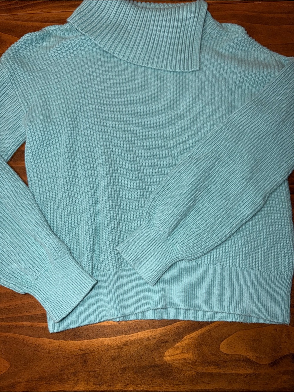 Talbots Women’s Small Aqua Blue Ribbed Turtleneck Sweater Pullover Classic Prepp